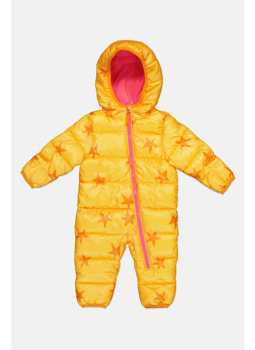 Toys R Us - Toddlers Girl Allover Hooded Long Sleeve Jumpsuits, Yellow - Image 1