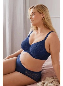 Tchibo Women Non Padded Underwired Lace Soft Bra, Dark Blue  - Image 1