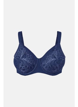 Tchibo Women Non Padded Underwired Lace Soft Bra, Dark Blue  - Image 3