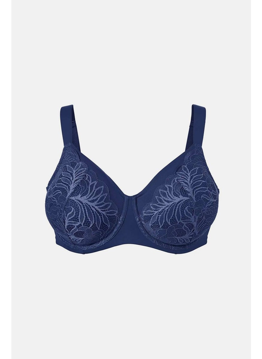 Tchibo Women Non Padded Underwired Lace Soft Bra, Dark Blue  - Image 3