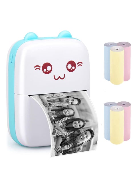 Pocket Mini Printer, Portable Bluetooth Thermal Printer with 3 Rolls of Paper for iOS Android
