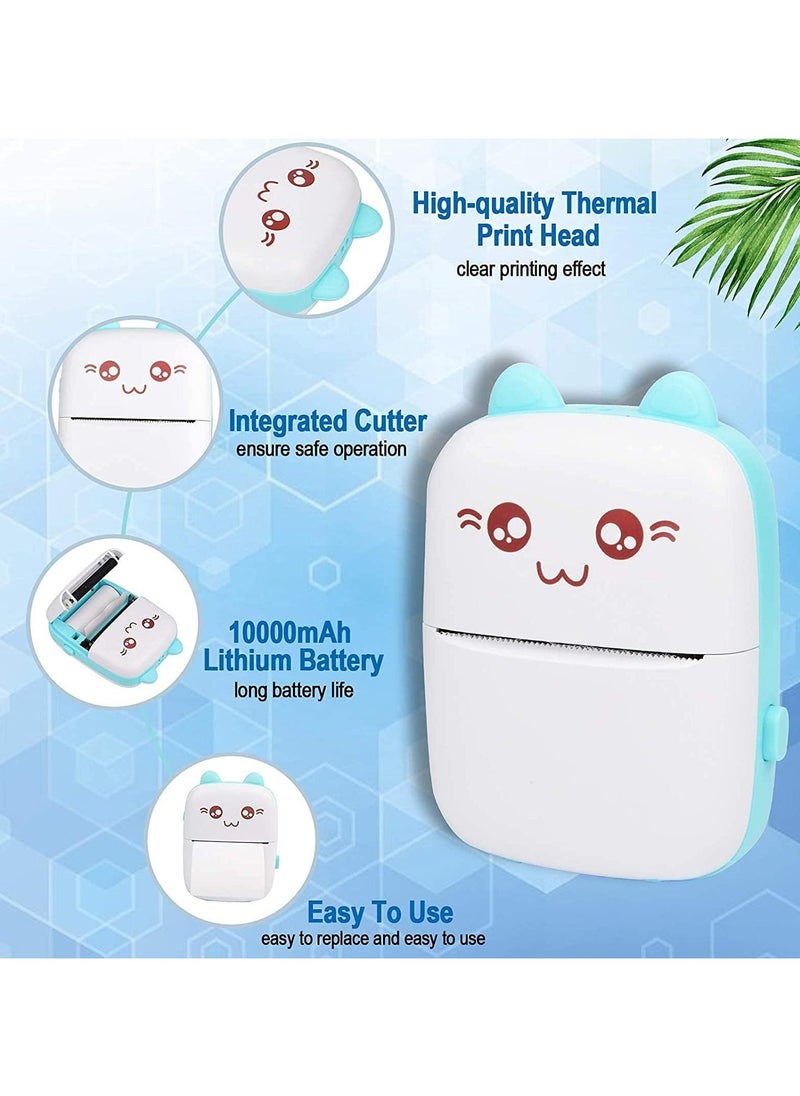 Pocket Mini Printer, Portable Bluetooth Thermal Printer with 3 Rolls of Paper for iOS Android
