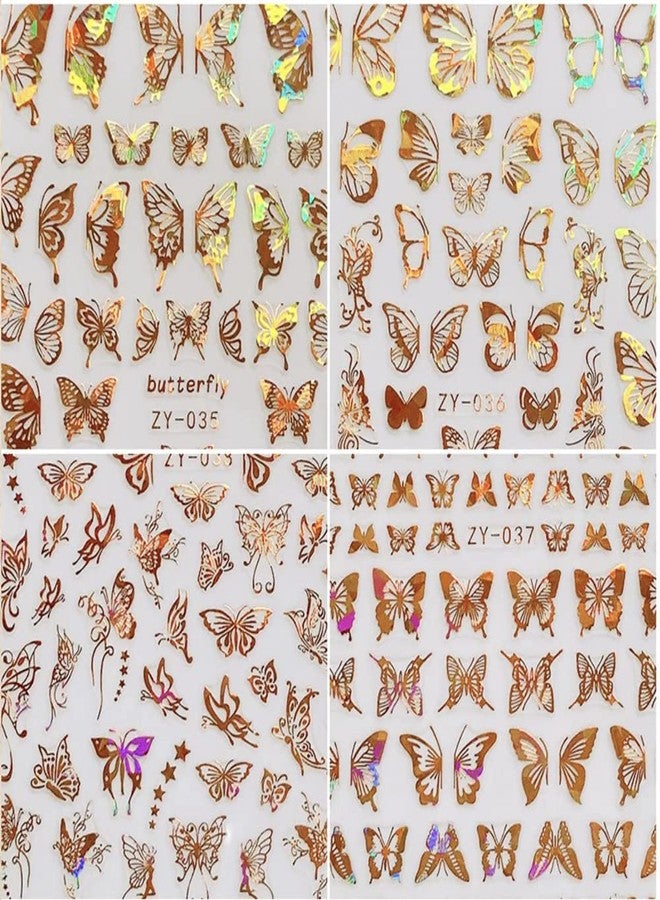 OSTTMA 8 Sheets Butterfly Nail Art Stickers Gold Nail Decals,3D Luxury Nail Art Supplies Butterflies Gold Silver Nail Decoration for Designer Nail Stickers for Women DIY Acrylic Nails Decorations Accessories - Image 5