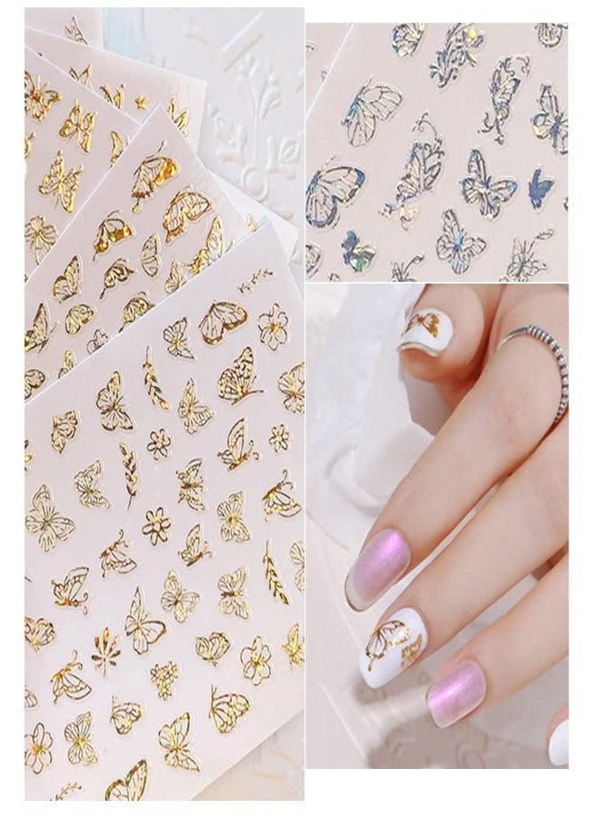 OSTTMA 8 Sheets Butterfly Nail Art Stickers Gold Nail Decals,3D Luxury Nail Art Supplies Butterflies Gold Silver Nail Decoration for Designer Nail Stickers for Women DIY Acrylic Nails Decorations Accessories - Image 3