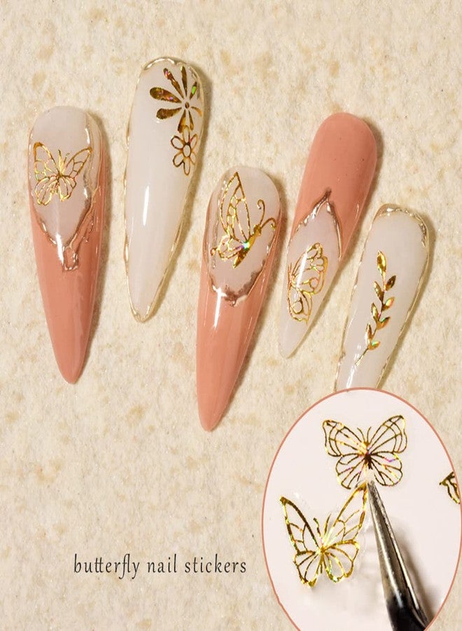 OSTTMA 8 Sheets Butterfly Nail Art Stickers Gold Nail Decals,3D Luxury Nail Art Supplies Butterflies Gold Silver Nail Decoration for Designer Nail Stickers for Women DIY Acrylic Nails Decorations Accessories - Image 4