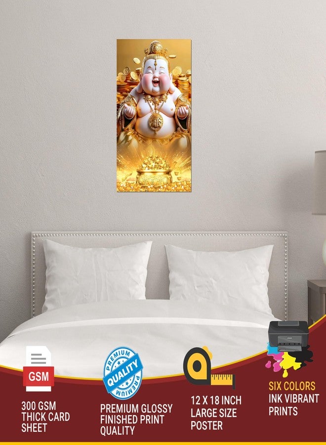 Roostaflag Laughing Buddha Poster | Laughing Buddha Wall Sticker | Laughing Buddha Photo Poster for Wall | Laughing Buddha Stickers for Wall | Laughing Buddha for Money And Good Luck Poster (Baby Buddha) - Image 3