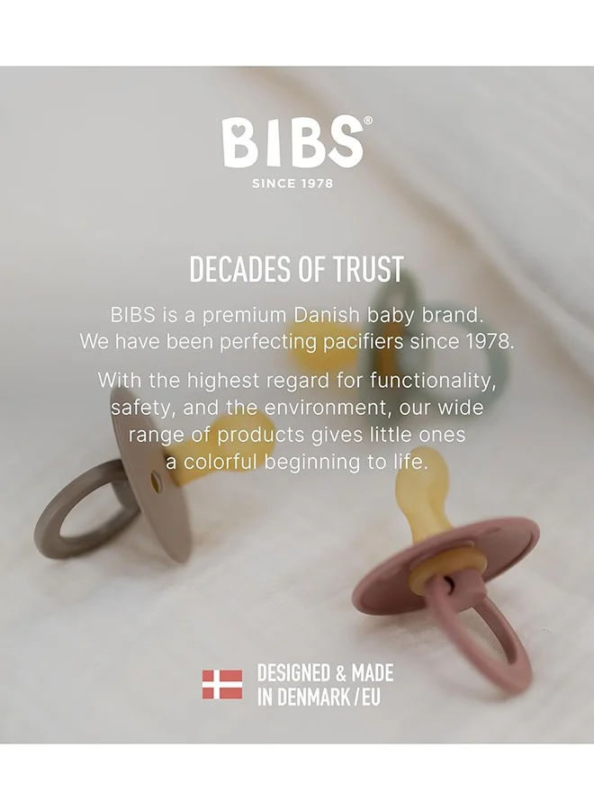 BIBS Pack of 2 Colour Soother, Bpa Free Dummy Pacifier, Round Natural Rubber Latex, Size 1 (0 - 6 Months ), Mocha/Dark Oak