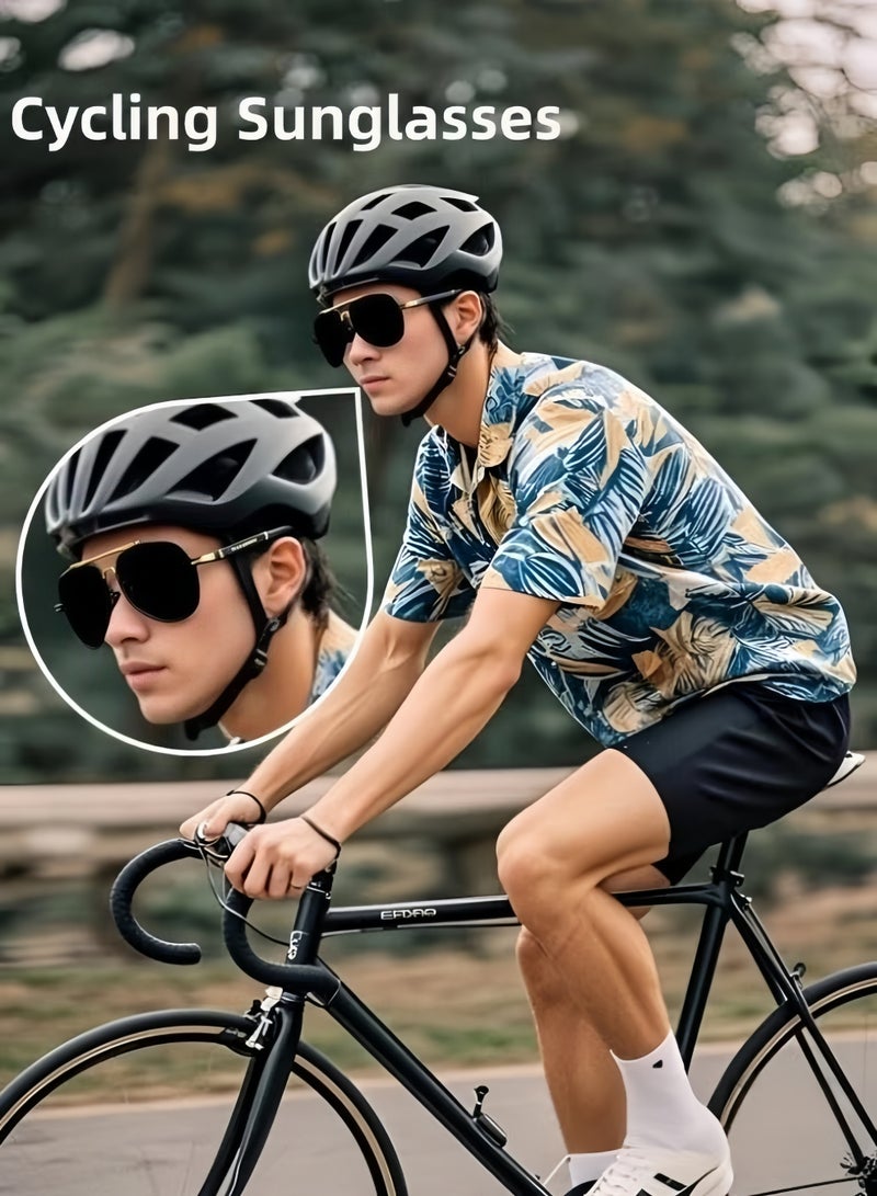 POLICE New Fashion Men's Polarized Sunglasses,Cycling Sunglasses, Protects You from UV Rays Metal High-end Sunglasses Black Frame Black Gold - Image 2