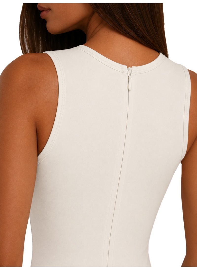 Nileton Sleeveless Sport Jumpsuit with Back Zipper For Women – Round Neck Workout Bodysuit with Shorts for Gym, Yoga & Casual Wear - Image 3