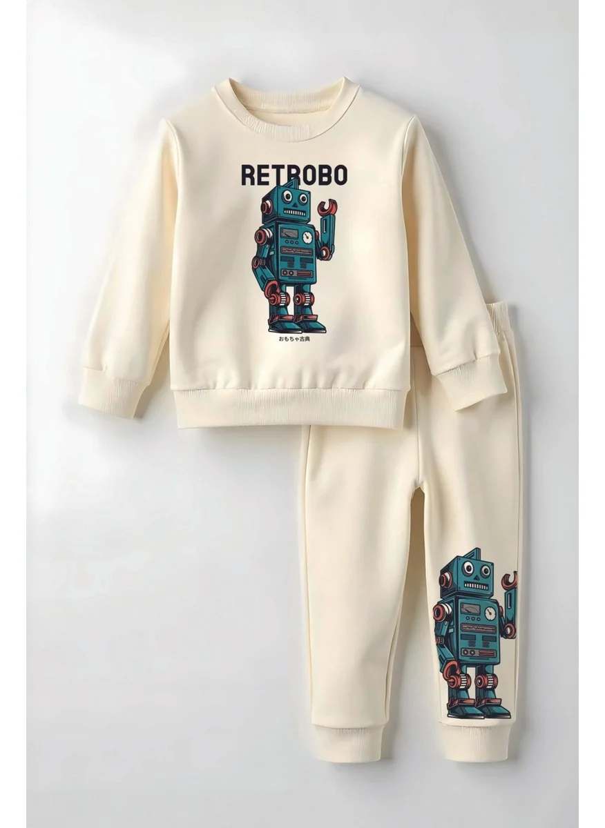 Myada Premium Retro Robot Printed Bottom Top Child Set 22794