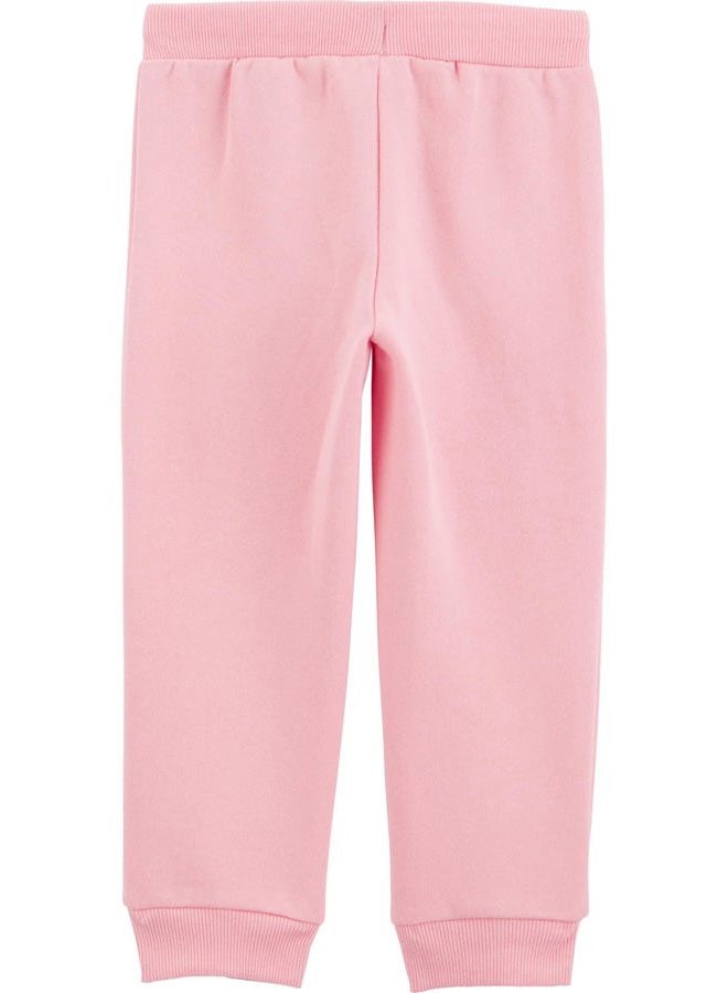 Simple Joys by Carter's Baby Girls' 2-Pack Fleece Joggers, Pink/Black, 2T - Image 2