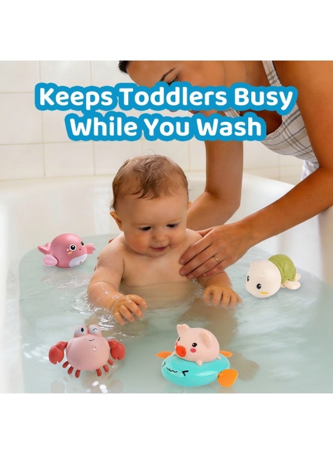 مجموعة من 5 ألعاب حمام حيوانات تعمل باللف للأطفال...
