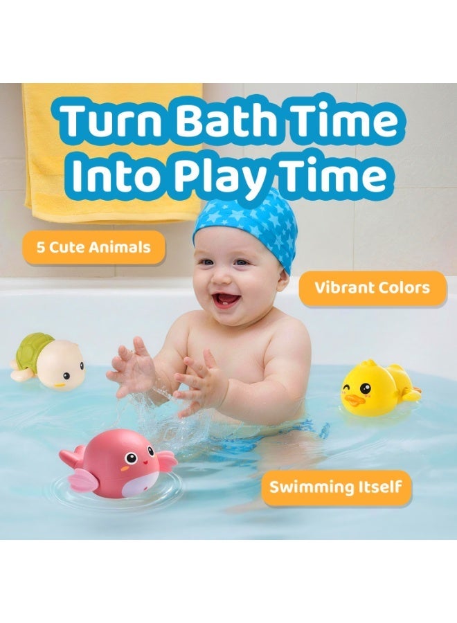 مجموعة من 5 ألعاب حمام حيوانات تعمل باللف للأطفال...