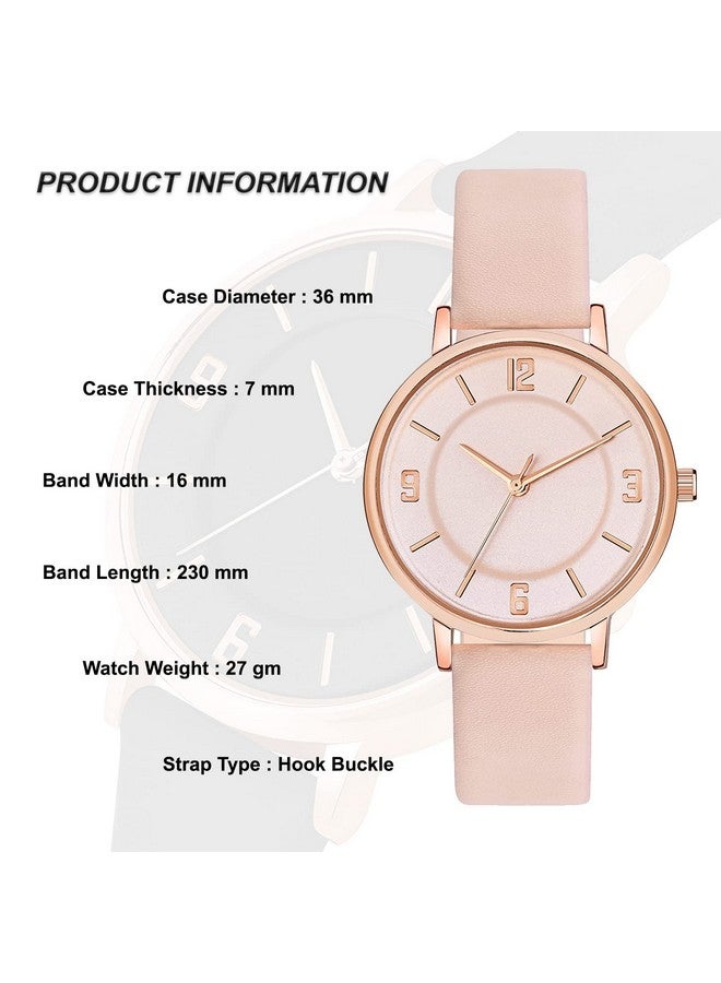 SWADESI STUFF SWADESI STUFF Peach Dial Ultra Light Weight Leather Strap Analog Watch for Women and Girls - Image 2