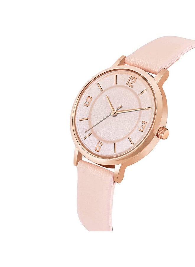 SWADESI STUFF SWADESI STUFF Peach Dial Ultra Light Weight Leather Strap Analog Watch for Women and Girls - Image 3