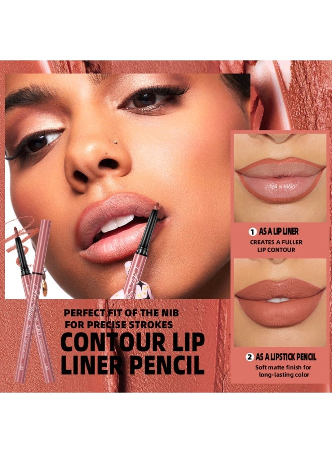 QiBest 12 قطعة قلم تحديد الشفاه المقاوم للماء، قلم أحمر شفاه نود طويل الأمد وقلم تحديد الشفاه الثابت، مجموعة مكياج تحديد الشفاه، مجموعة أقلام تحديد الشفاه بألوان غنية - Image 3