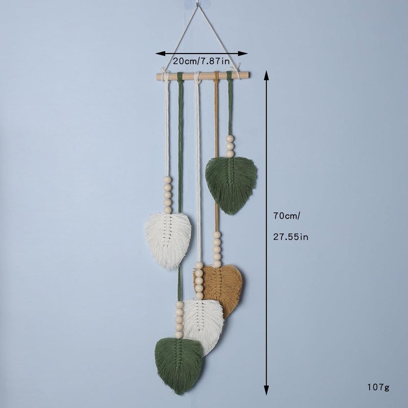 Shopdp handmade Woven Leaves Wall Hanging Decor, Macrame Hanging Tapestry for Apartment Bedroom Living Room Decoration - Image 2