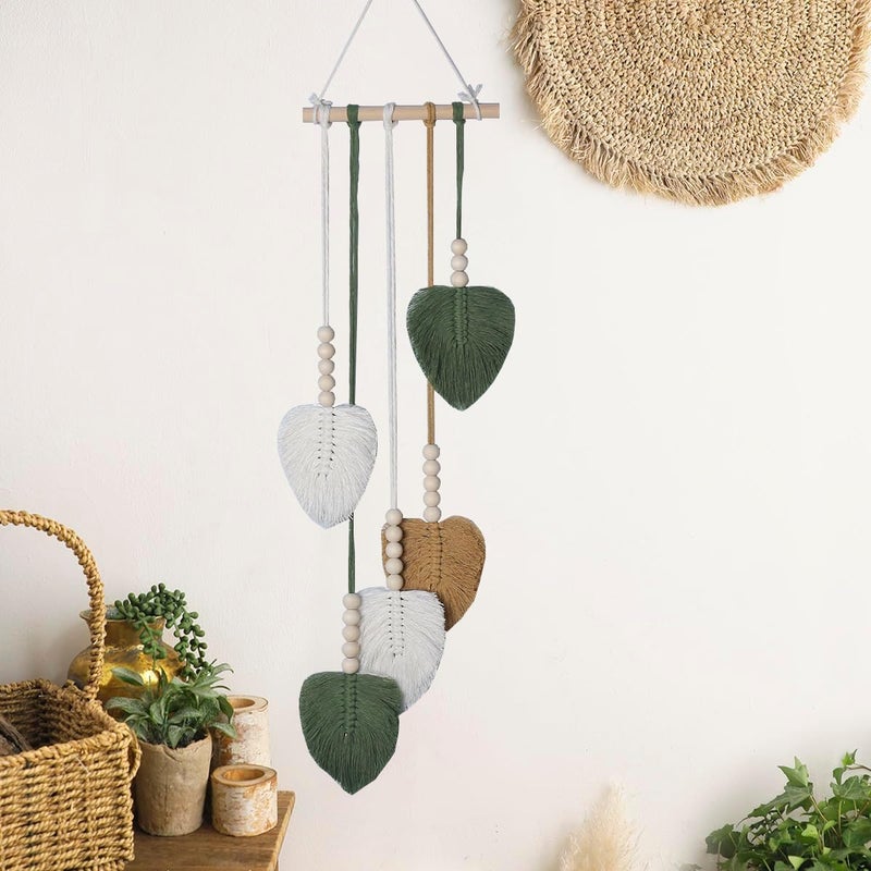 Shopdp handmade Woven Leaves Wall Hanging Decor, Macrame Hanging Tapestry for Apartment Bedroom Living Room Decoration - Image 3