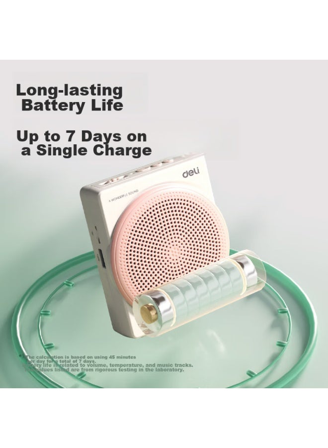 Deli Little Bee Amplifier, Teacher-specific Speaker, Small Horn, Waist-mounted Microphone, Tour Guide, Bluetooth, Card-insertable, Portable Megaphone, Wired Version, 10w High Volume, Cloud Pink - Image 2