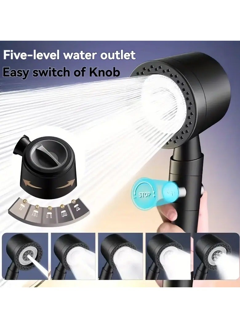 روزينو 1pc رأس دش محمول بالضغط مع 5 أوضاع تدفق المياه القابلة للتعديل، مجهزة بالترشيح، فوهة دش الحمام، رأس دش، أجهزة الحمام، إكسسوارات الحمام، الاستمتاع بتجربة استحمام فاخرة هدية عيد الحب - Image 5