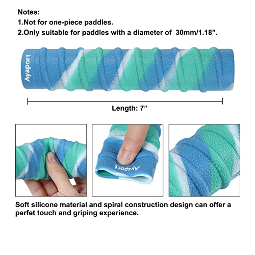 Ayaport Kayak Paddle Grips Non-Slip Silicone Wraps Blister Prevention Kayaking Accessories for Take-Apart Paddles (Blue-Green) - Image 2
