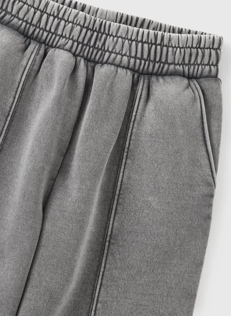 Matalan Girls Grey Acid Wash Wide Leg Joggers