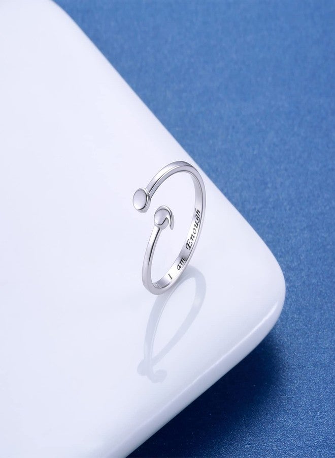MANBU Sterling Silver Semicolon Ring for Women: I am Enough Keep Going Ring Engraved Inspirational Message Supporting Jewelry Gifts for Daughter Sister (I am enough) - Image 3