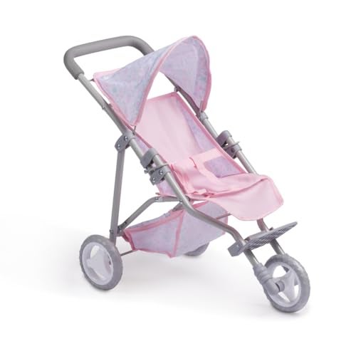 JC Toys  Berenguer Boutique 3 Wheeled Folding Doll Jogger Stroller  Pink  Ages 3 - Image 1