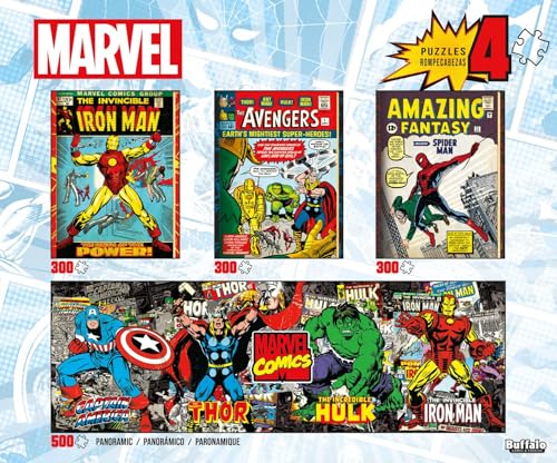 Buffalo Games Marvel Comics 4 in 1 Multipack Comics Collection Jigsaw Puzzle Bundle for Adults Three 300 Piece Puzzles and One 500 Piece Panoramic Puzzle - Image 5