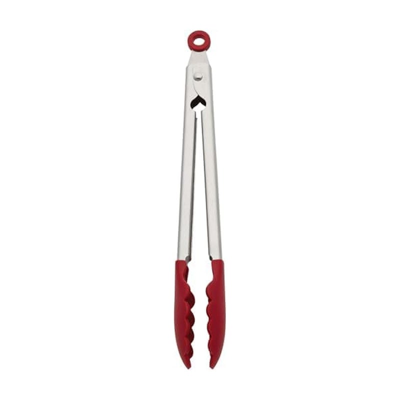 KitchenAid Silicone Stainless Steel Tongs, 12 Inch, Red - Image 1