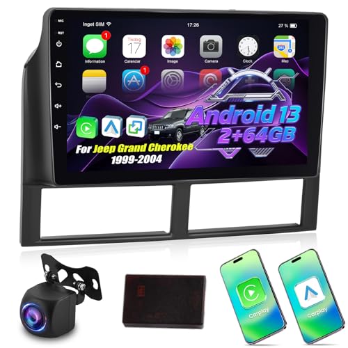 EKAT Android 2G64G Car Radio for Jeep Grand Cherokee 19992004 9 Inch HD Touch Screen Stereo with Wireless Carplay Android Auto EQWiFiGPSSWCSplit Screen AHD Rear View Camera - Image 1