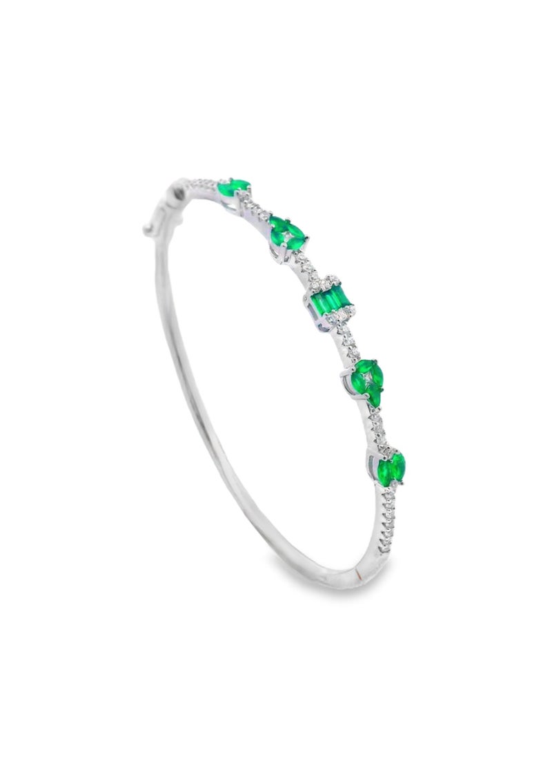 AK Jewels 925 SILVER CZ RHODIUM BANGLE 