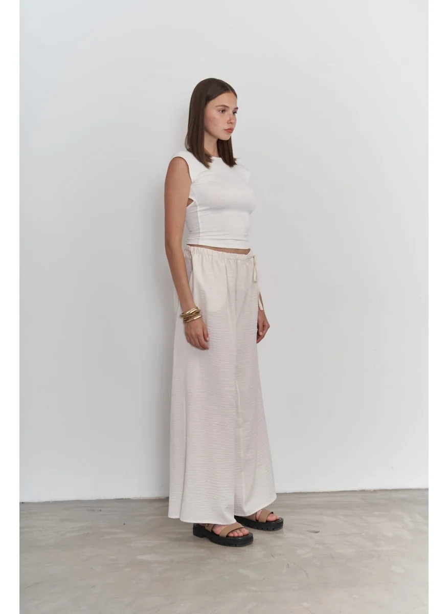 Bohemai Harmony Side Tie Ecru Trousers