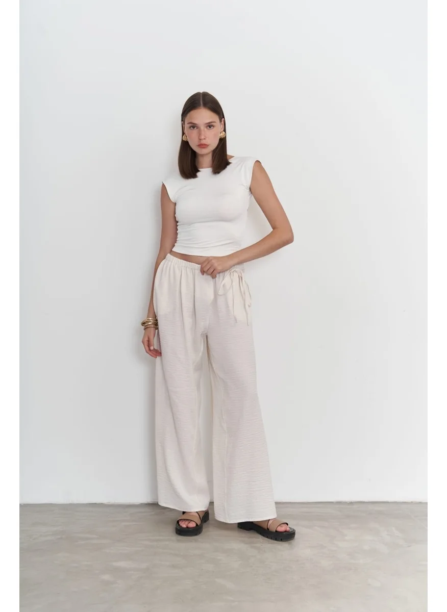 Bohemai Harmony Side Tie Ecru Trousers