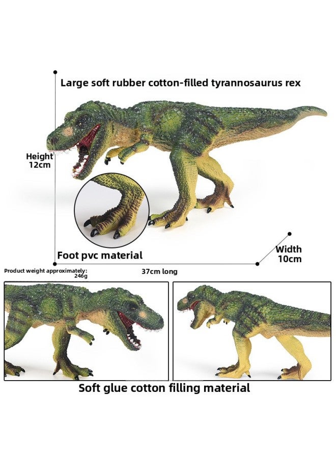 Children's Simulation Jurassic Tyrannosaurus Rex Large Soft Rubber Tyrannosaurus Ox Dragon Dinosaur Toy Animal Hand Model-Color:【SS】 Large Soft Rubber Cotton-filled Walking Tyrannosaurus Rex (pvc Hard Plastic Foot) - Image 1