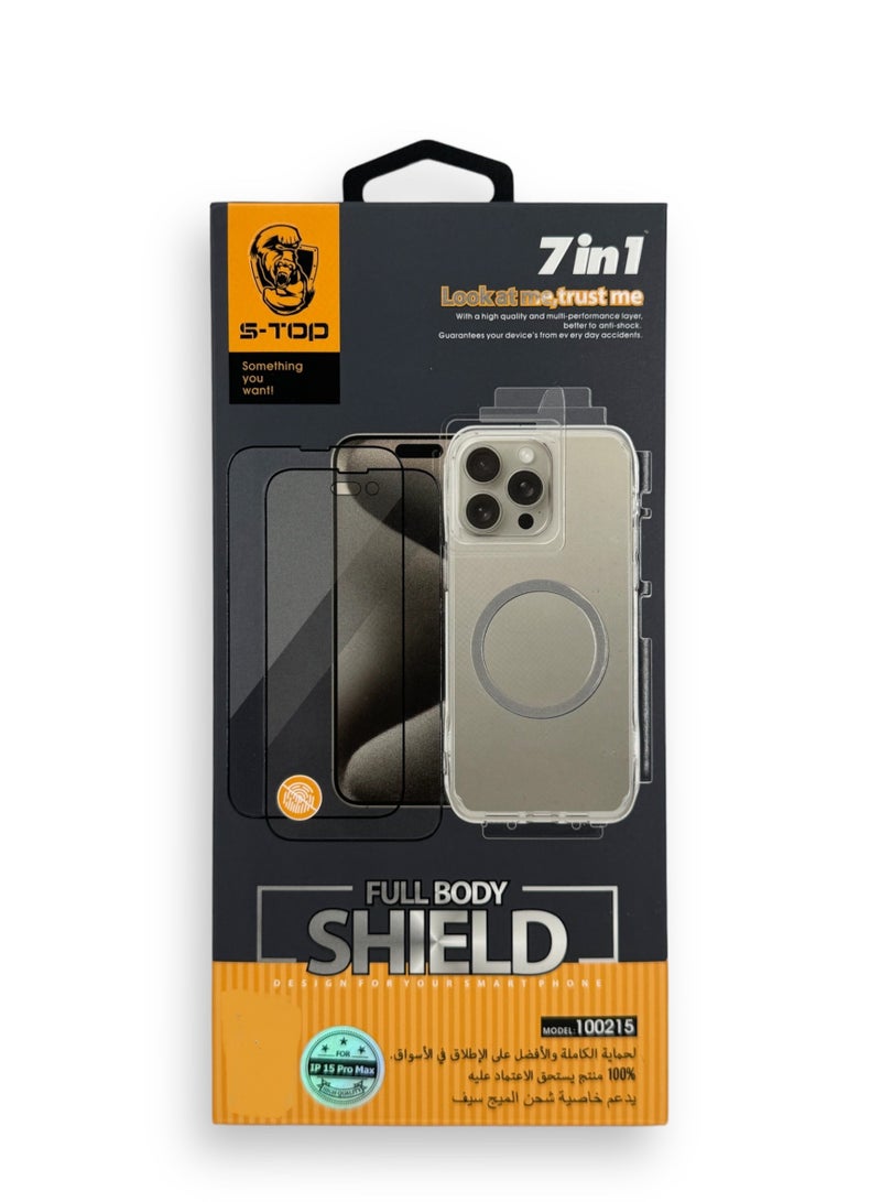 S-TOP Case cover screen protector Full Protection for iPhone 15 Pro Max  Package 7 in 1 All in 1 - Image 1