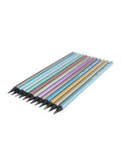 MXXGMYJ 12 Count Metallic Colored Pencils Assorted Coloring Pencil Set Wooden Drawing Pencils For Art Drawing Adult Coloring Book  - Image 3