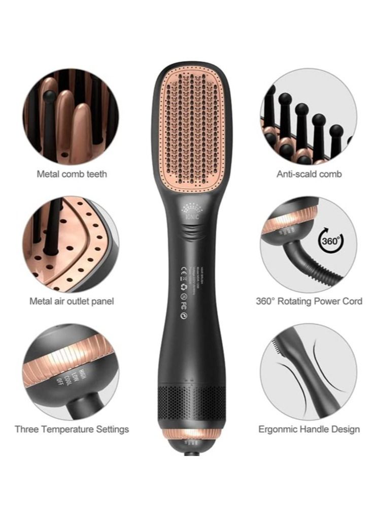 2 In 1 Professional Hair Dryer Brush Negative Ion Blow Dryer Straightening Brush Hot Air Styling Comb Electric Hair Straightener Styler - Image 4