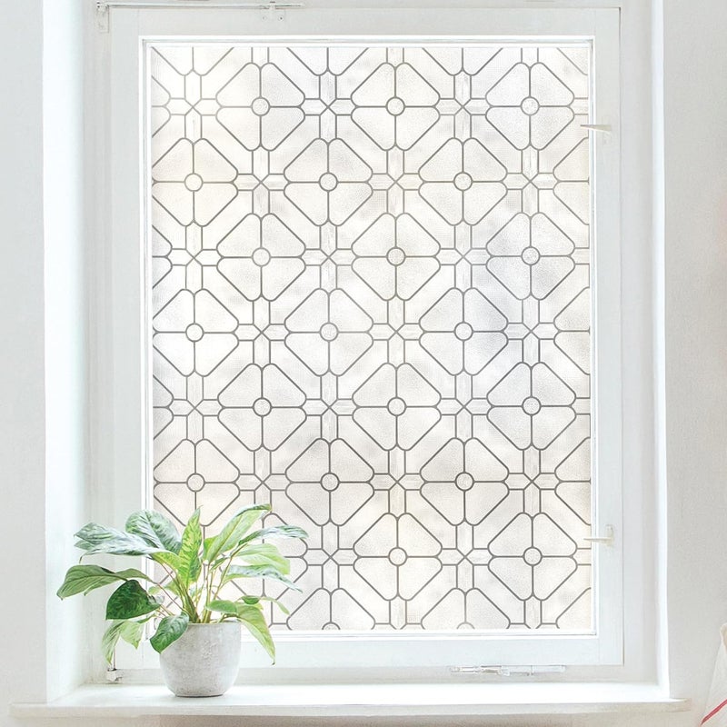 Artscape Aster 24 x 36 Inch Window Film, Made in USA – Provides Privacy, Non-Adhesive, Textured Leaded Glass Pattern, UV Protection, Easy to Apply and Removable - Image 1