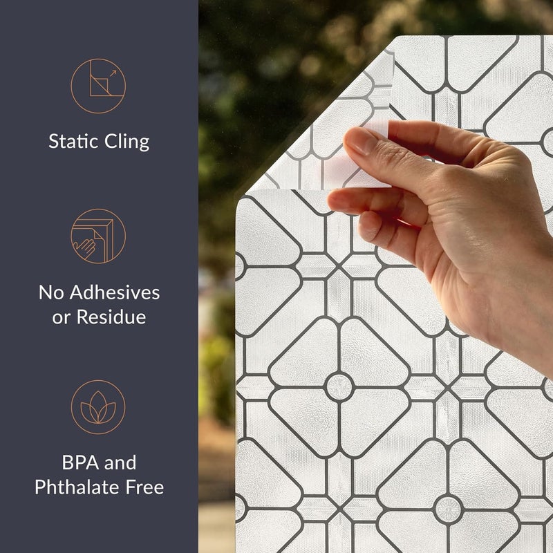 Artscape Aster 24 x 36 Inch Window Film, Made in USA – Provides Privacy, Non-Adhesive, Textured Leaded Glass Pattern, UV Protection, Easy to Apply and Removable - Image 4