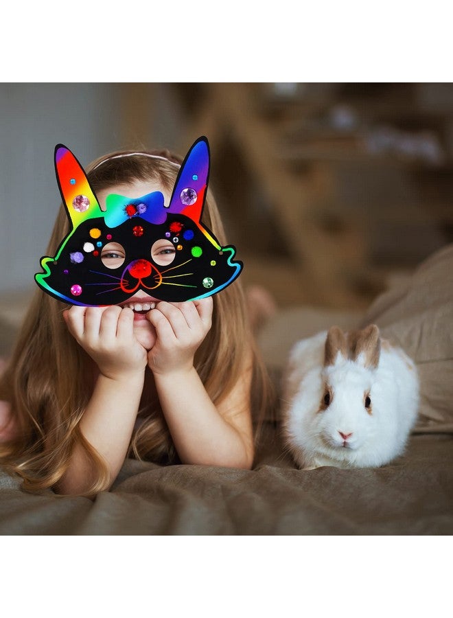 وينلين 27 مجموعة من أقنعة الحيوانات الورقية السحرية بألوان قوس قزح السحرية للخدش على شكل بومة وأرنب ونمر وذئب ودب وسنجاب ودب ثعلب وفيل وقواطع وجه للأطفال وغابة الغابة وأنشطة حفلات أعياد الميلاد - Image 5