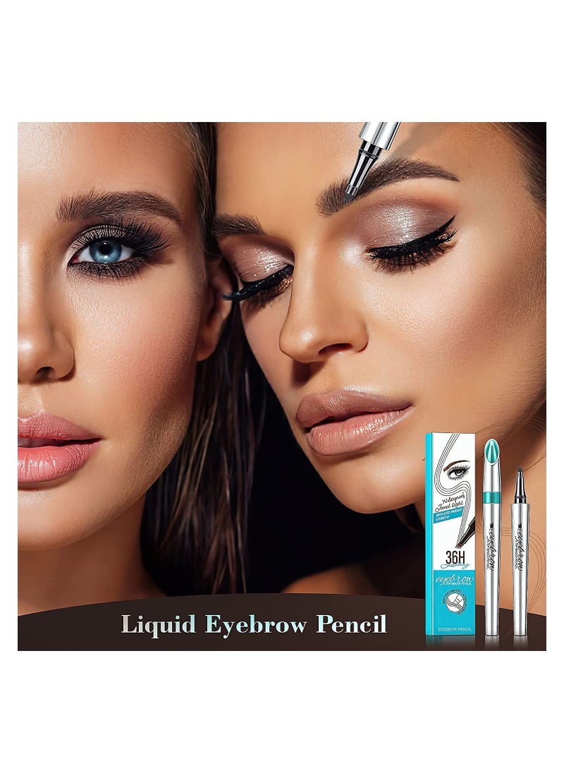Generic Microblading Eyebrow Pencil, Long-Lasting Waterproof 4-Point Brow Pen for Natural Eye Makeup, Dark Brown Eyebrow Pen for Perfectly Defined Brows  - Image 4
