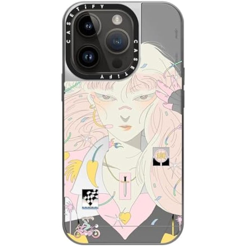 Casetify Mirror Case for iPhone 14 Pro Compatible with Magsafe - Love Racer by SAITEMISS - Silver on Silver - Image 3