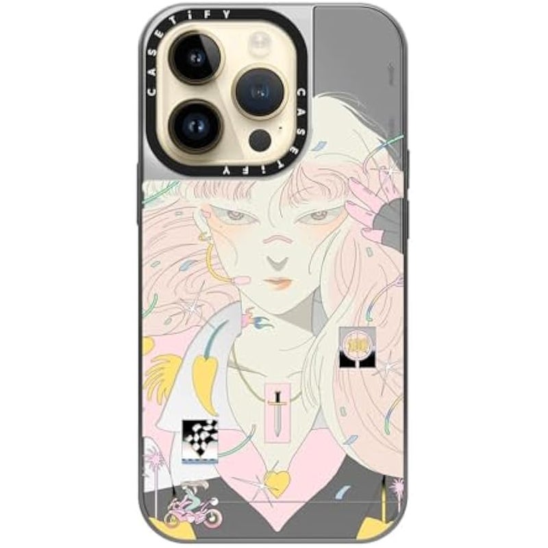 Casetify Mirror Case for iPhone 14 Pro Compatible with Magsafe - Love Racer by SAITEMISS - Silver on Silver - Image 4