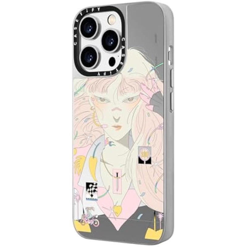 Casetify Mirror Case for iPhone 14 Pro Compatible with Magsafe - Love Racer by SAITEMISS - Silver on Silver - Image 5