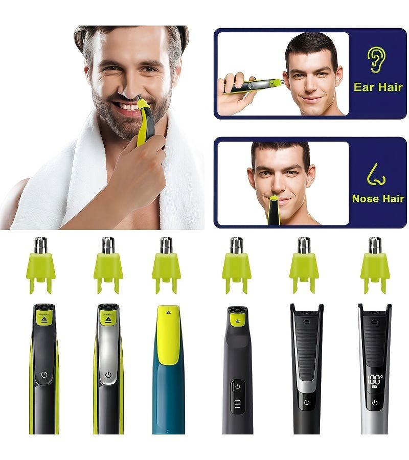 3 Pieces Oneblade Replacement Trimmer Heads With 2Pcs Nose Hair Blade Refills And 1 Brush For QP25 QP26 QP27 QP28 QP45 QP65 Grooming Device Easy To Use Hygiene Convenience - Image 1