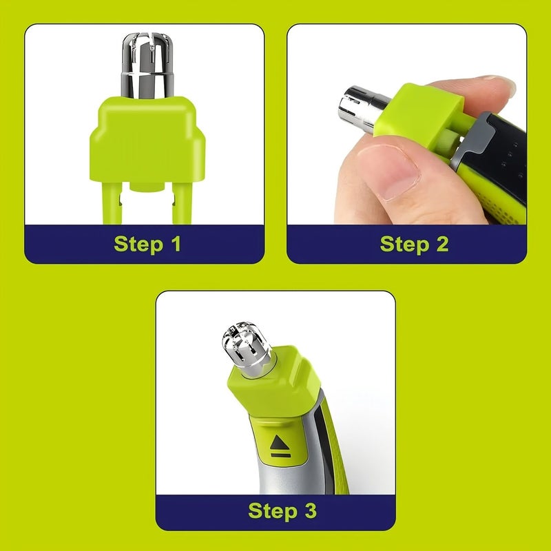 3 Pieces Oneblade Replacement Trimmer Heads With 2Pcs Nose Hair Blade Refills And 1 Brush For QP25 QP26 QP27 QP28 QP45 QP65 Grooming Device Easy To Use Hygiene Convenience - Image 2