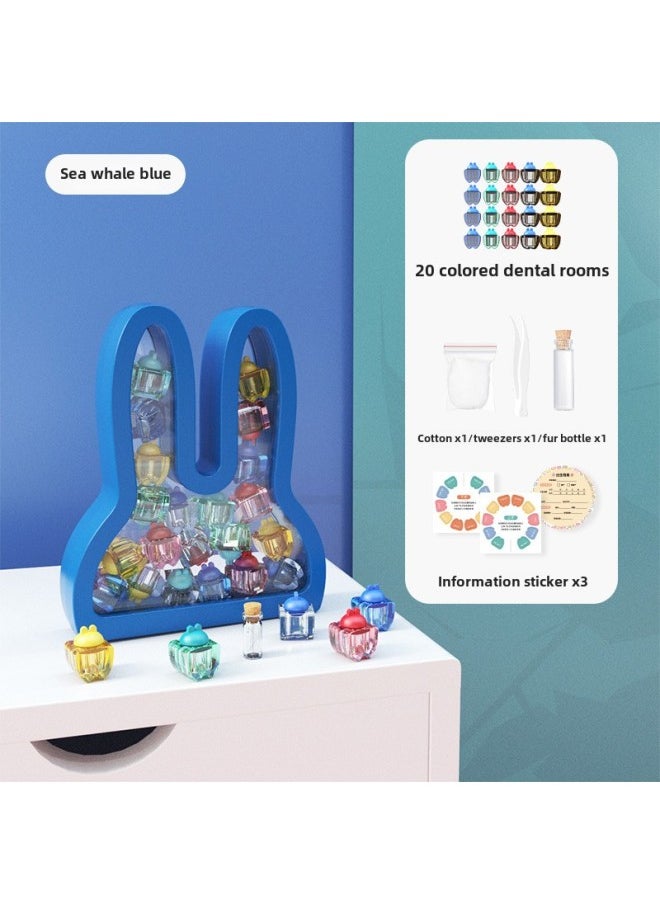 Generic Styling Baby Commemorative Fetal Hair Storage Storage Box Creative Transparent Baby Bear Baby Toddler-Color:Sea Whale Blue Rabbit Baby Teeth Box [color Box] 320g  - Image 1