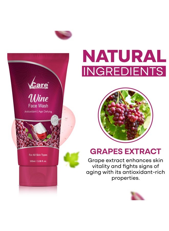 VCare غسول وجه فيكار للنبيذ الأحمر مناسب لجميع أنواع البشرة | بشرة تبدو أصغر سناً | مضاد للأكسدة للبشرة الدهنية ومقاوم للشيخوخة لبشرة مشرقة ومنعشة طوال اليوم | اشترِ 1 واحصل على 1 مجاناً 100 جرام (غسول وجه النبيذ) - Image 2