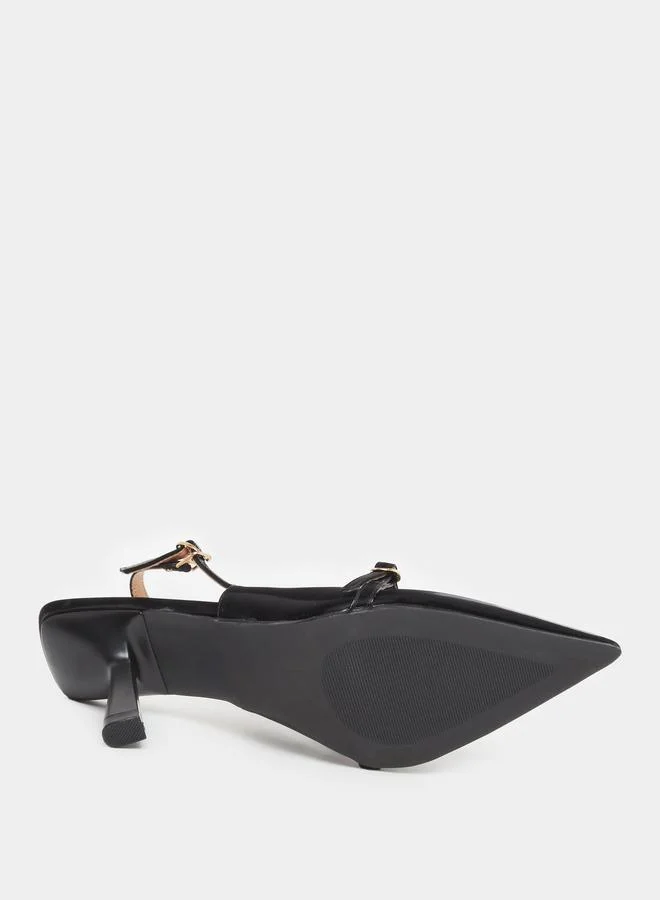 Styli Styli Pointed Toe Sling Back Buckle Detail Shoes